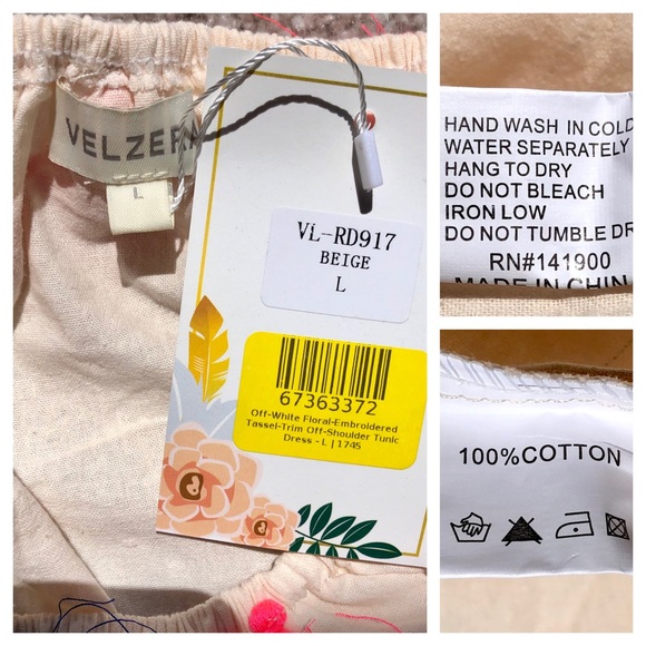 Beige Multi Boho Embroidered Tassel Tunic Dress - Picture 2 of 3